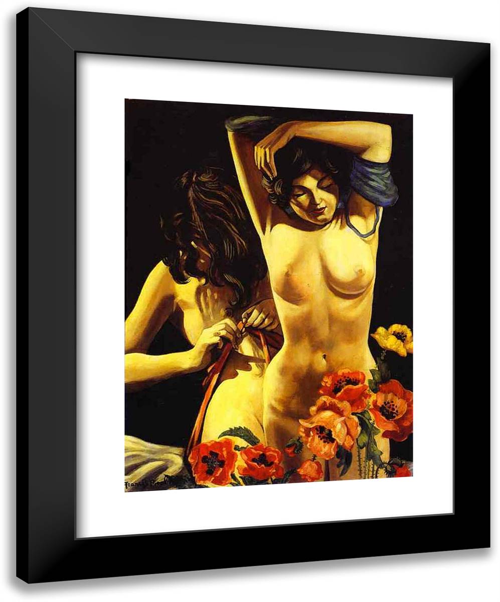 Two Women with Poppies 19x24 Black Modern Wood Framed Art Print Poster by Picabia, Francis