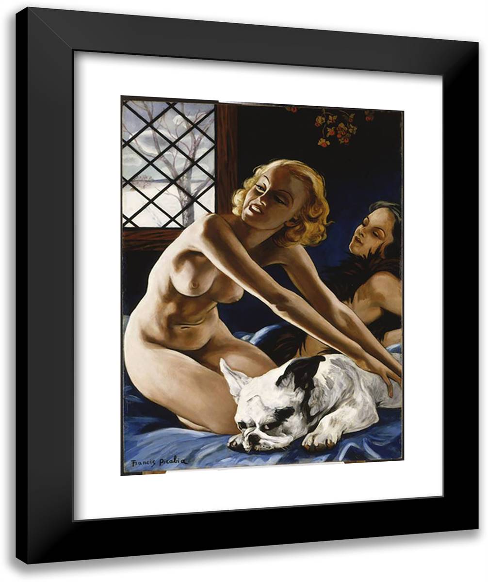 Women and Bulldog 20x24 Black Modern Wood Framed Art Print Poster by Picabia, Francis