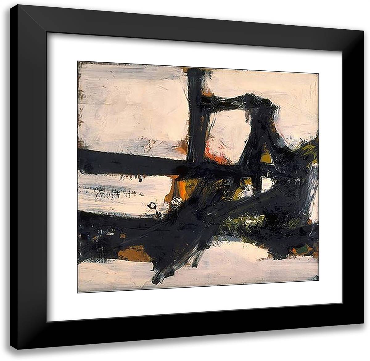 Orange Outline 21x20 Black Modern Wood Framed Art Print Poster by Kline, Franz