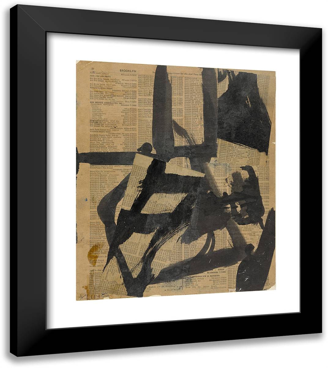 Untitled II 20x23 Black Modern Wood Framed Art Print Poster by Kline, Franz