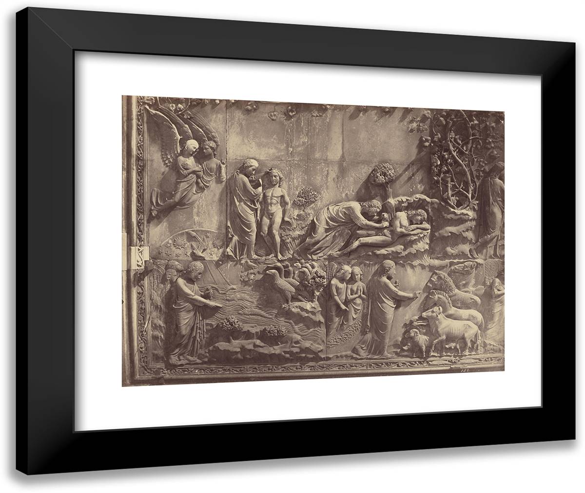 Bas-Relief on the Cathedral Facade 24x20 Black Modern Wood Framed Art Print Poster by Alinari, Fratelli