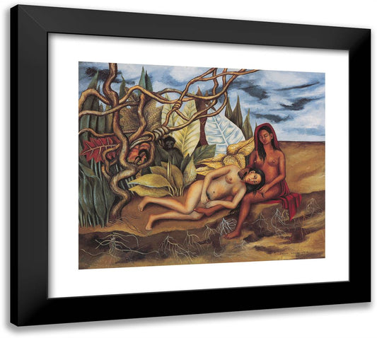 Two Nudes in the Wood (The Earth) 22x20 Black Modern Wood Framed Art Print Poster by Kahlo, Frida