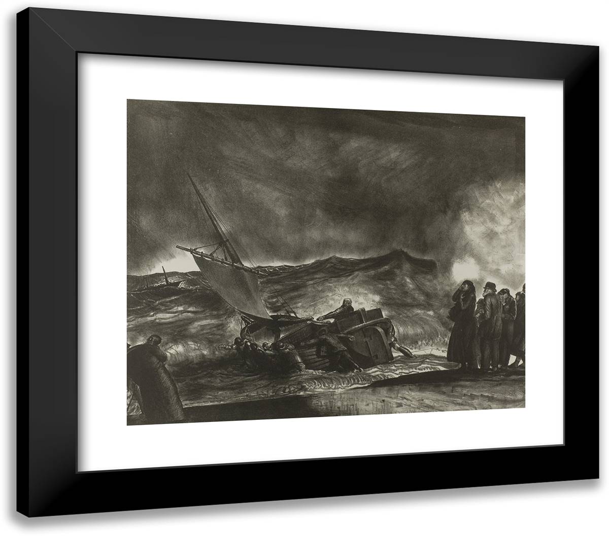 Allan Donn Puts to Sea 23x20 Black Modern Wood Framed Art Print Poster by Bellows, George