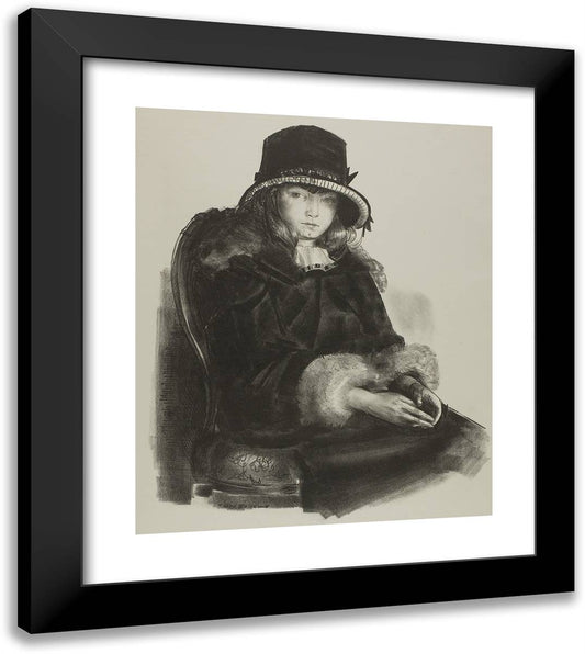 Ann in a Black Hat 20x23 Black Modern Wood Framed Art Print Poster by Bellows, George