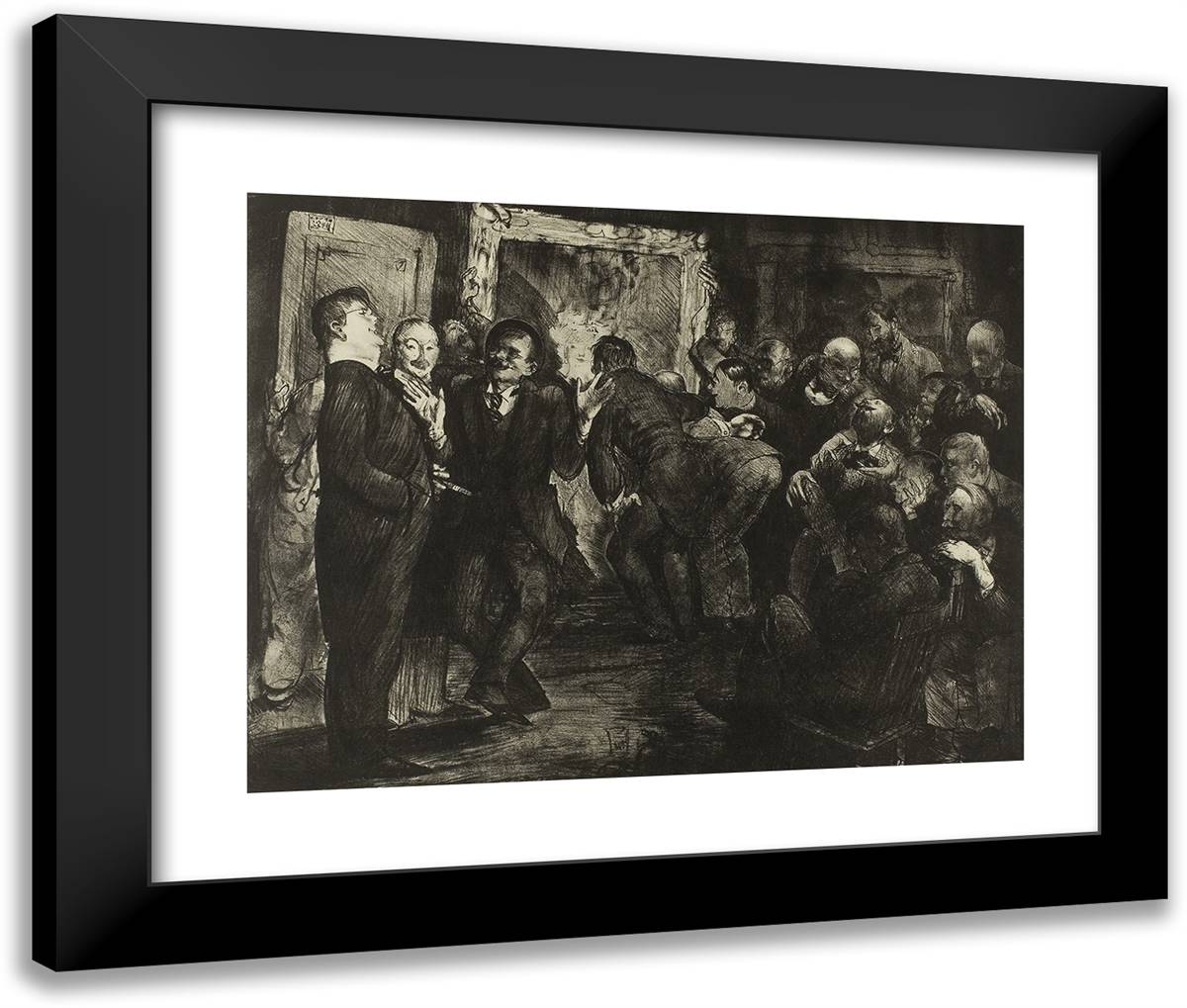 Artists Judging Works of Art 24x20 Black Modern Wood Framed Art Print Poster by Bellows, George