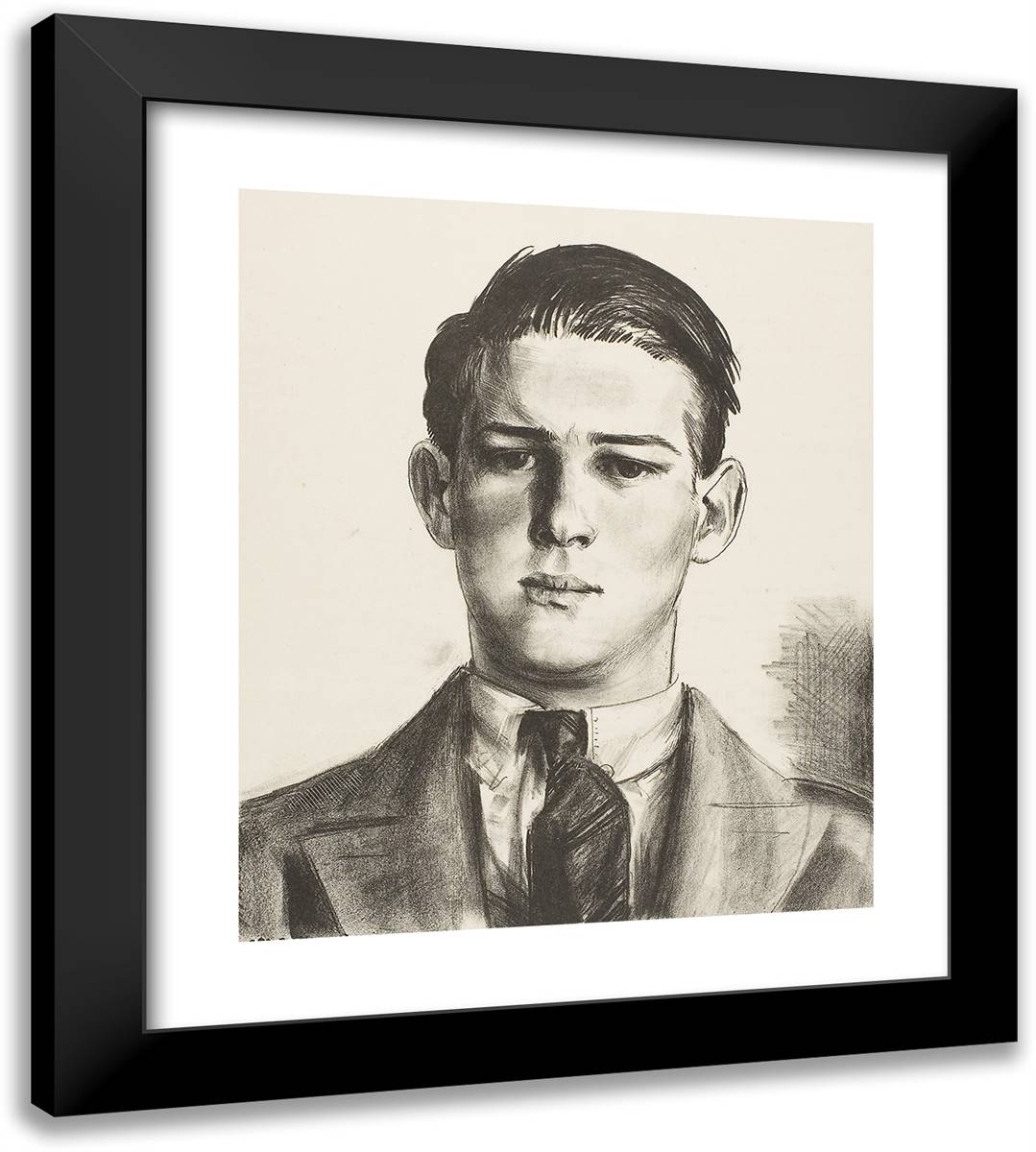 Head of Gregory 20x22 Black Modern Wood Framed Art Print Poster by Bellows, George