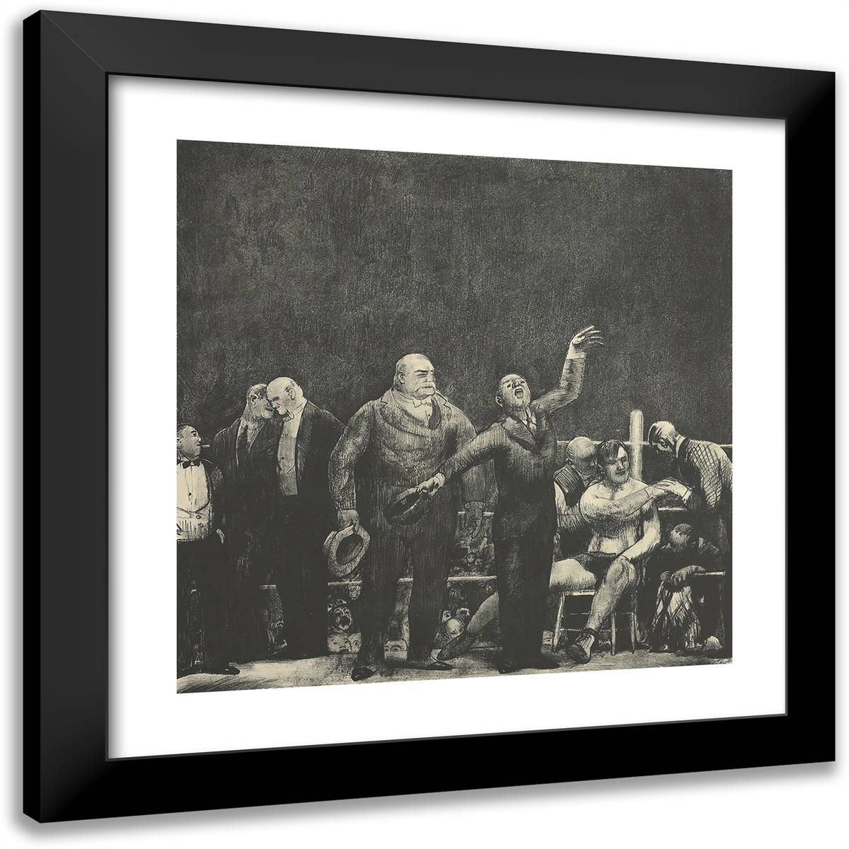 Introducing John L. Sullivan 20x20 Black Modern Wood Framed Art Print Poster by Bellows, George