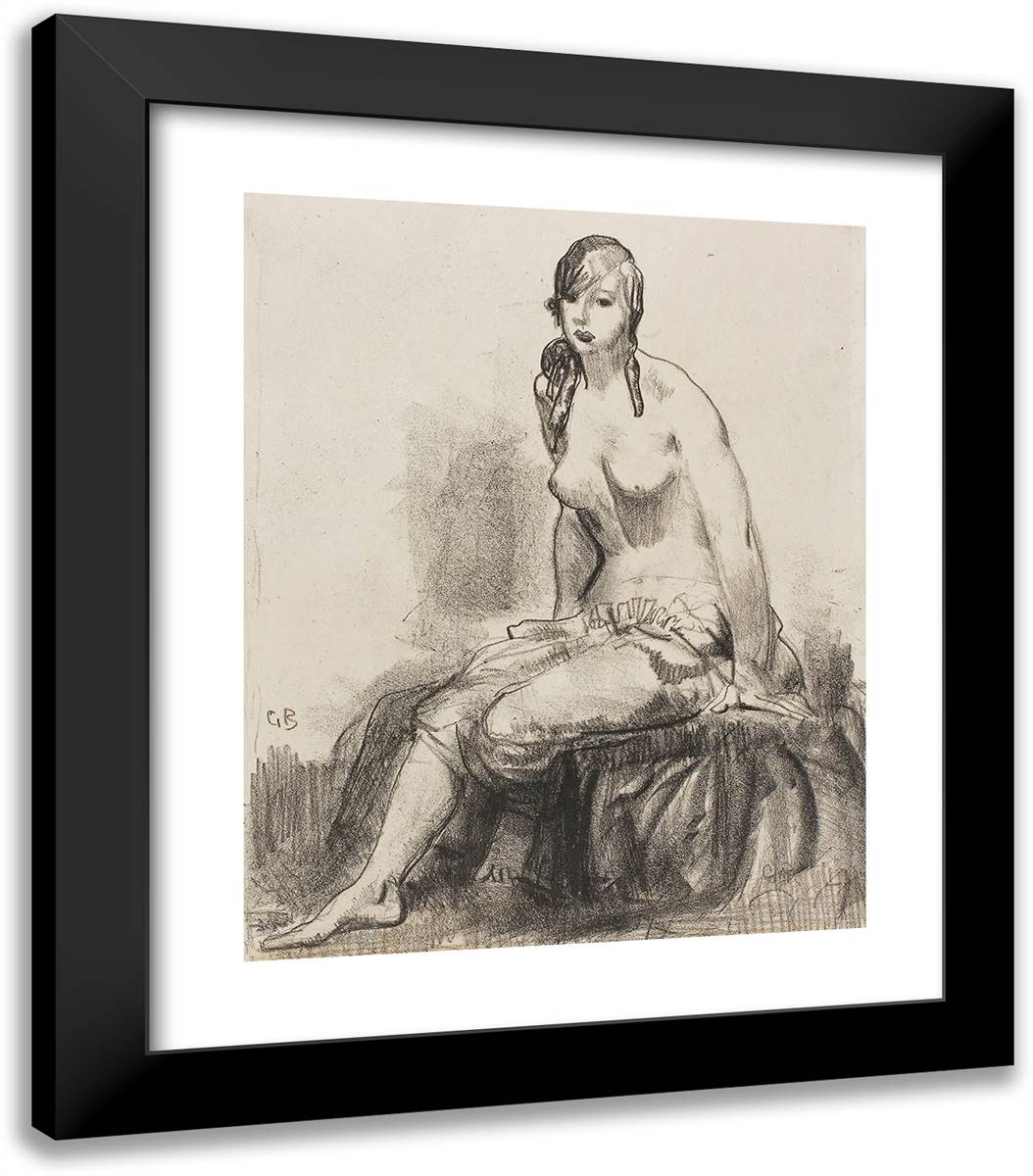 Morning, Nude Sketch 20x23 Black Modern Wood Framed Art Print Poster by Bellows, George