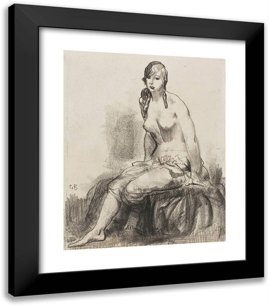 Morning, Nude Sketch 20x23 Black Modern Wood Framed Art Print Poster by Bellows, George