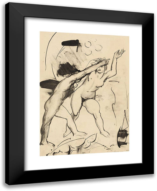 Nude Man and Woman 19x24 Black Modern Wood Framed Art Print Poster by Bellows, George