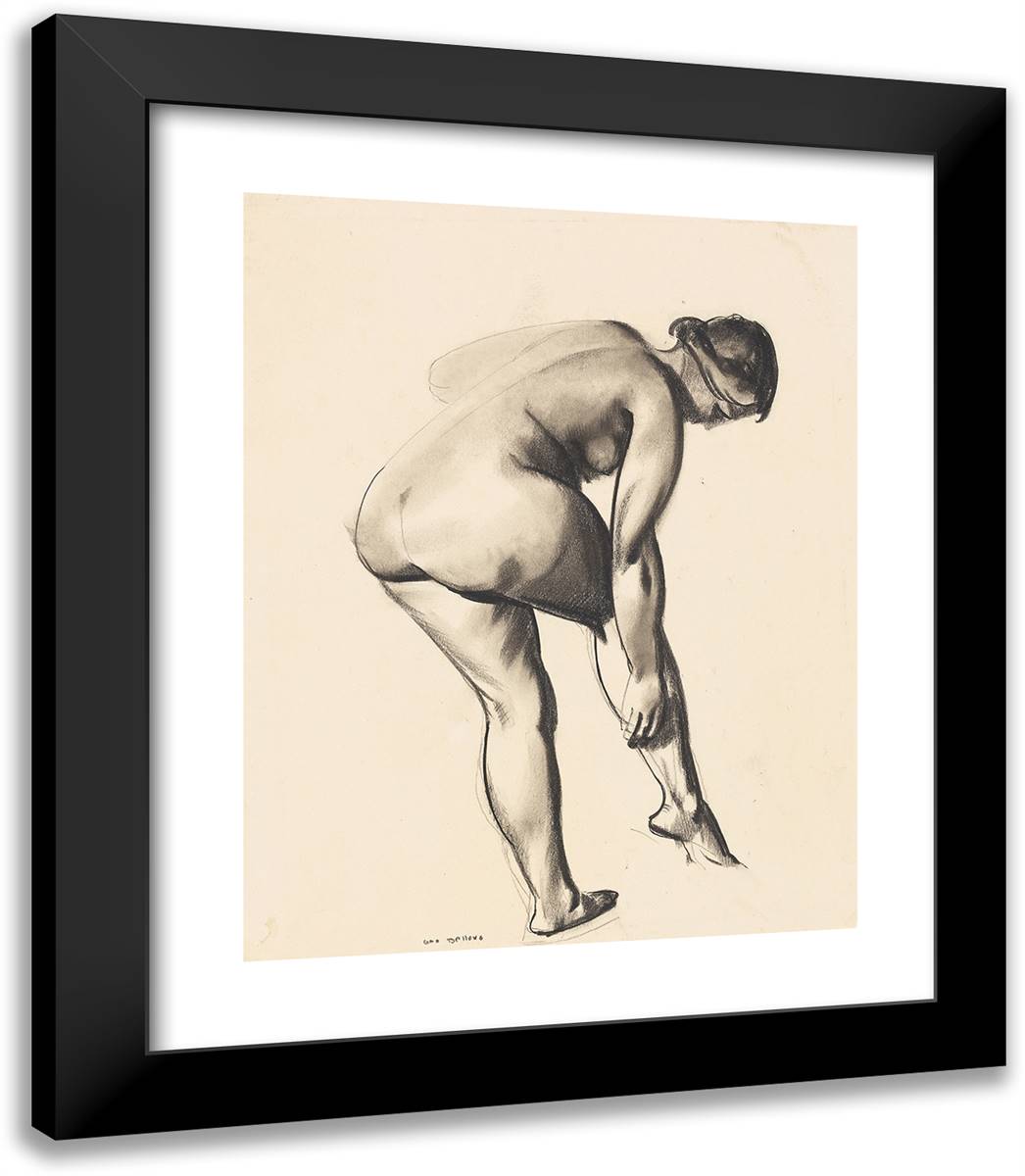 Nude Woman Bending Over 20x23 Black Modern Wood Framed Art Print Poster by Bellows, George