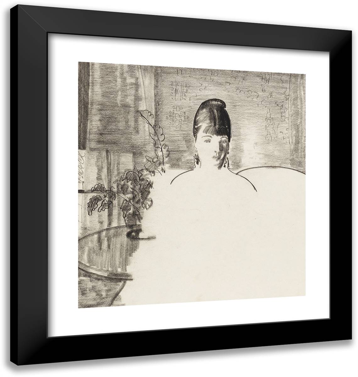 Sketch of Emma Bellows 20x21 Black Modern Wood Framed Art Print Poster by Bellows, George