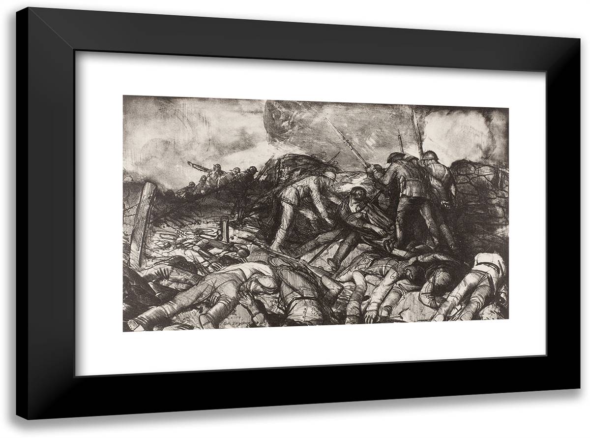 The Charge 24x18 Black Modern Wood Framed Art Print Poster by Bellows, George