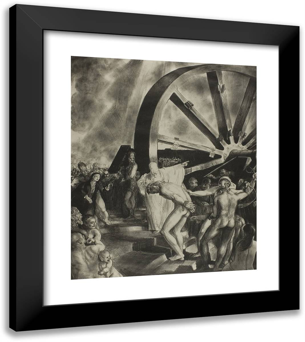 The Christ of the Wheel 20x23 Black Modern Wood Framed Art Print Poster by Bellows, George
