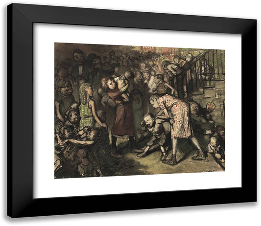 The Cliff Dwellers 23x20 Black Modern Wood Framed Art Print Poster by Bellows, George