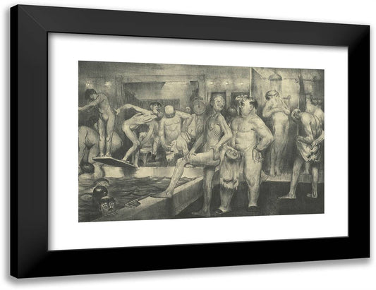The Shower Bath 24x18 Black Modern Wood Framed Art Print Poster by Bellows, George