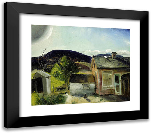 The VIllage Houses 23x20 Black Modern Wood Framed Art Print Poster by Bellows, George