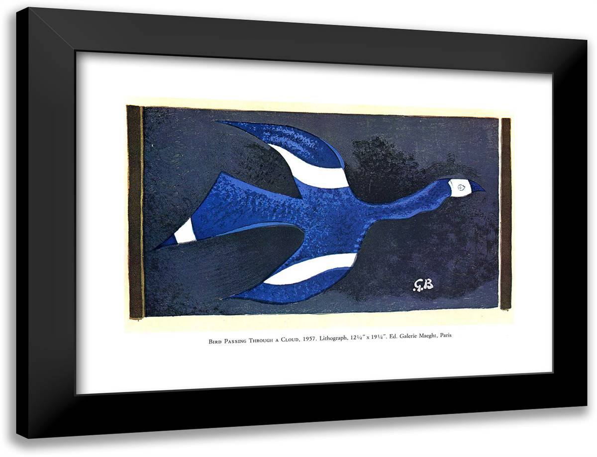 A Bird Passing Through a Cloud 24x18 Black Modern Wood Framed Art Print Poster by Braque, Georges