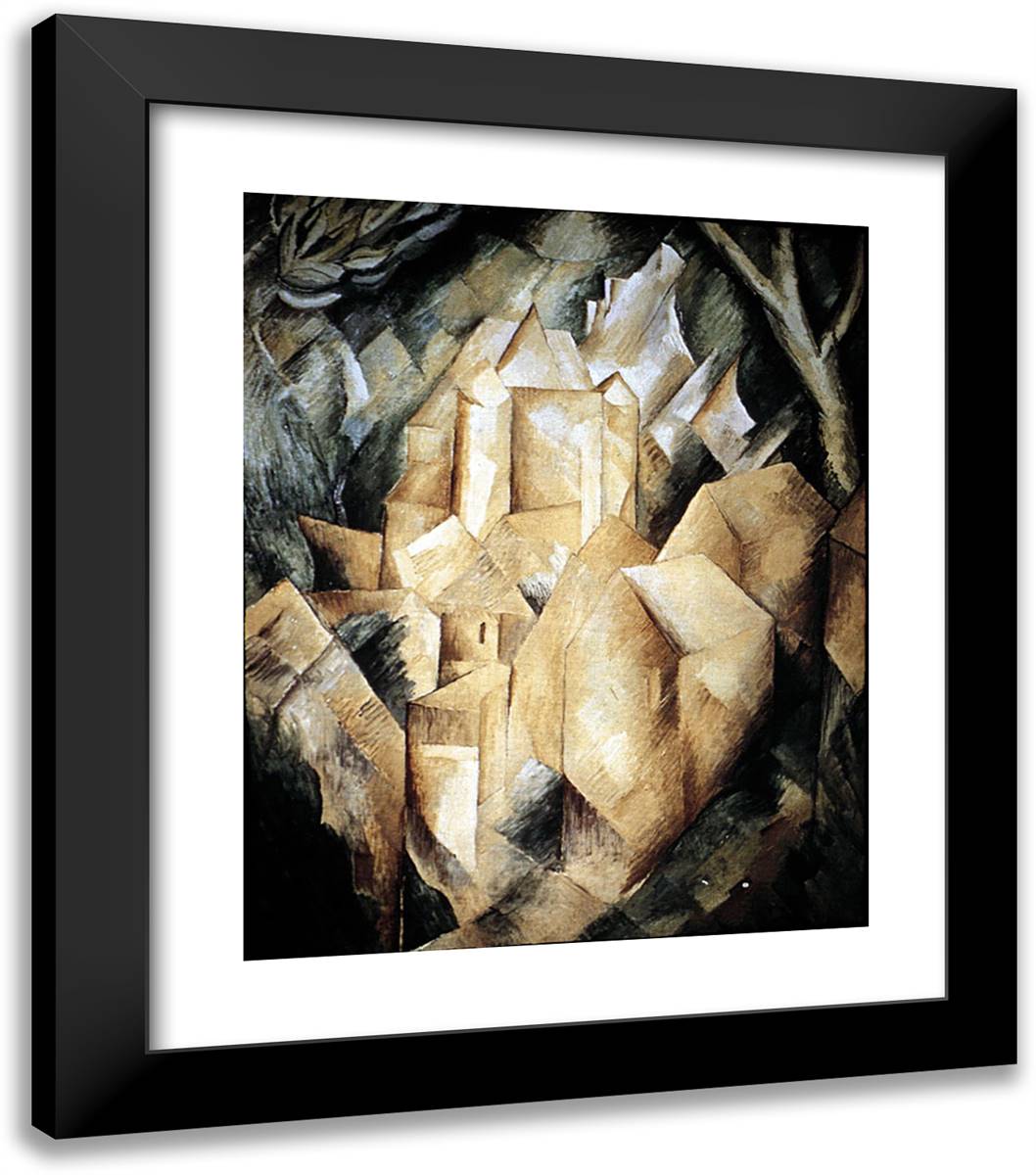 A House at Estaque 20x23 Black Modern Wood Framed Art Print Poster by Braque, Georges