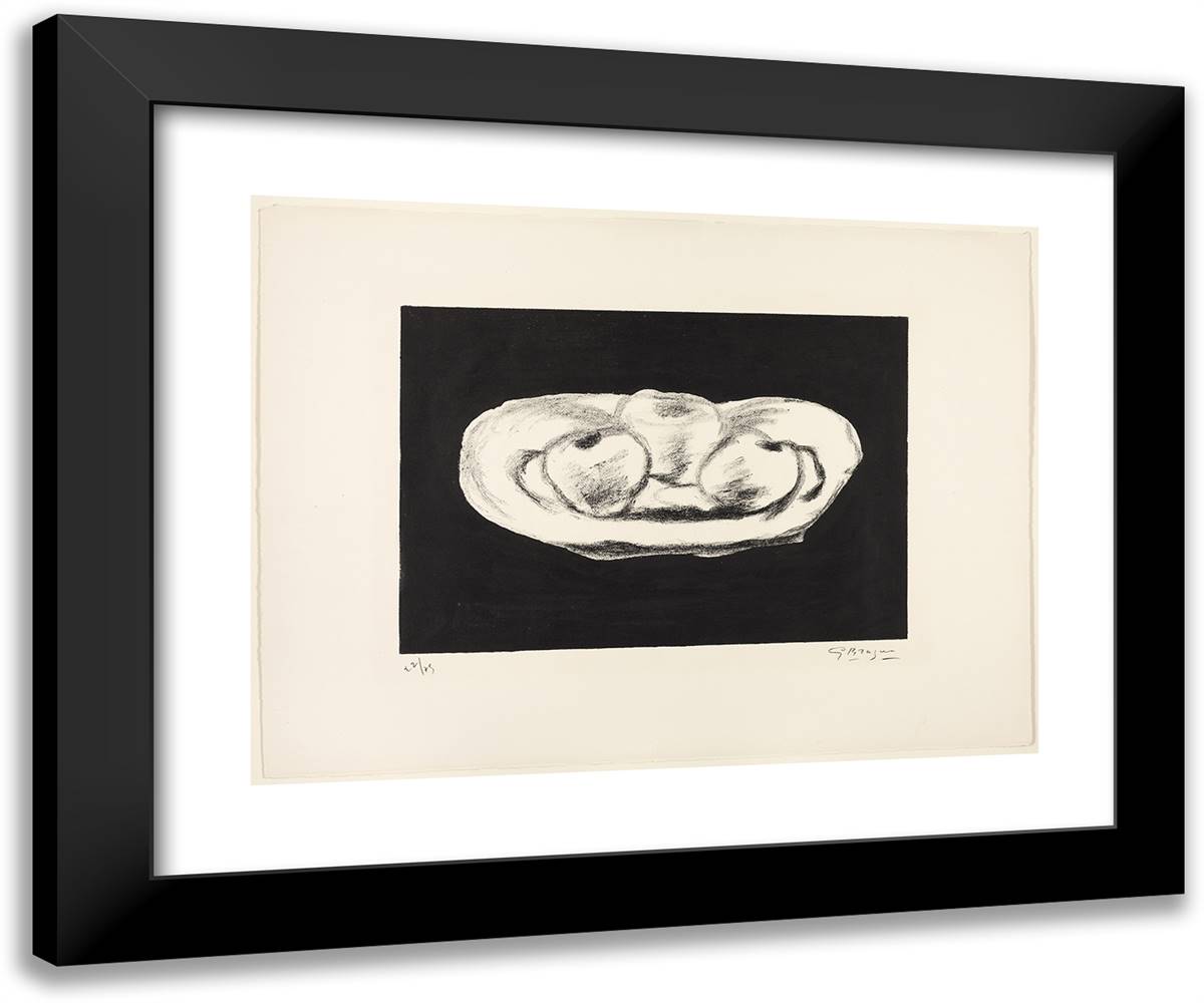 Apples on a Black Base 24x20 Black Modern Wood Framed Art Print Poster by Braque, Georges
