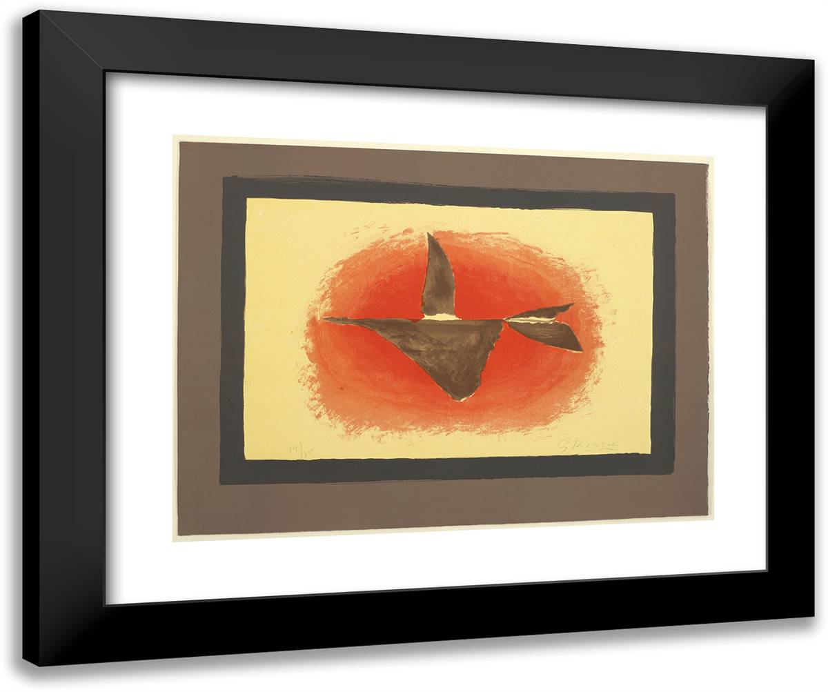 At Sunset, Bird XVII 24x20 Black Modern Wood Framed Art Print Poster by Braque, Georges