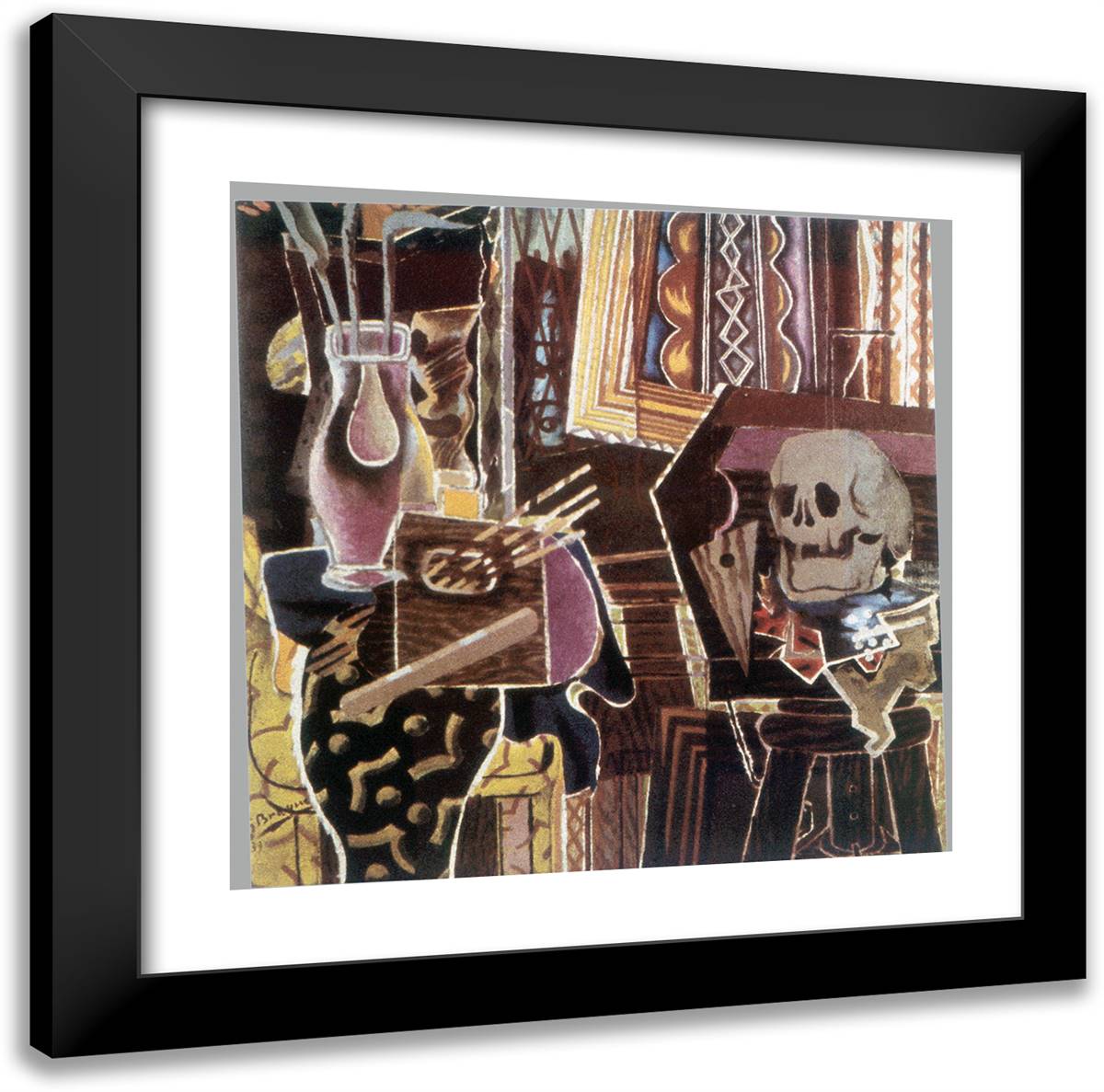 Balustre Et Crane 20x20 Black Modern Wood Framed Art Print Poster by Braque, Georges