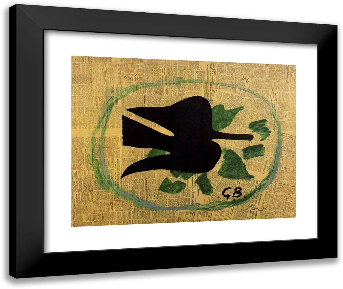 Bird in the Foliage 24x20 Black Modern Wood Framed Art Print Poster by Braque, Georges