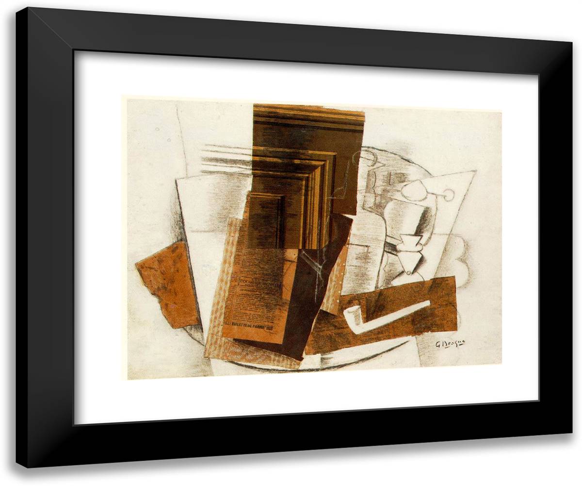 Bottle 24x20 Black Modern Wood Framed Art Print Poster by Braque, Georges
