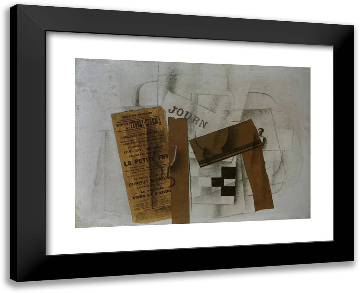 Checkerboard Tivoli Cinema 24x20 Black Modern Wood Framed Art Print Poster by Braque, Georges