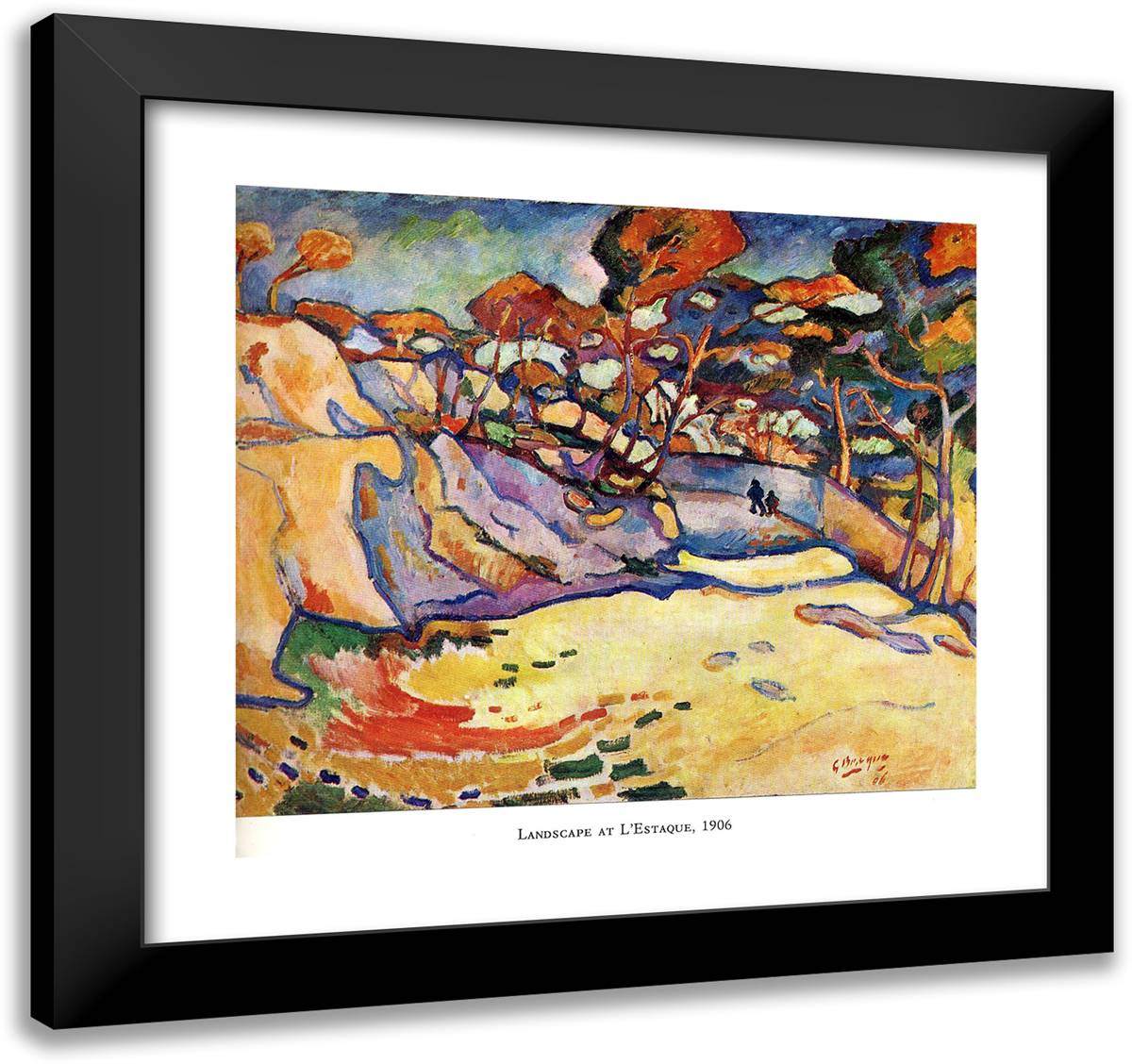 Estaque, the Harbour 21x20 Black Modern Wood Framed Art Print Poster by Braque, Georges