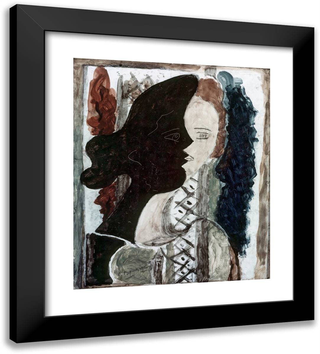 Figure Double 20x22 Black Modern Wood Framed Art Print Poster by Braque, Georges