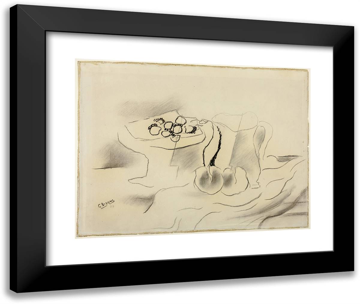 Still Life 24x20 Black Modern Wood Framed Art Print Poster by Braque, Georges