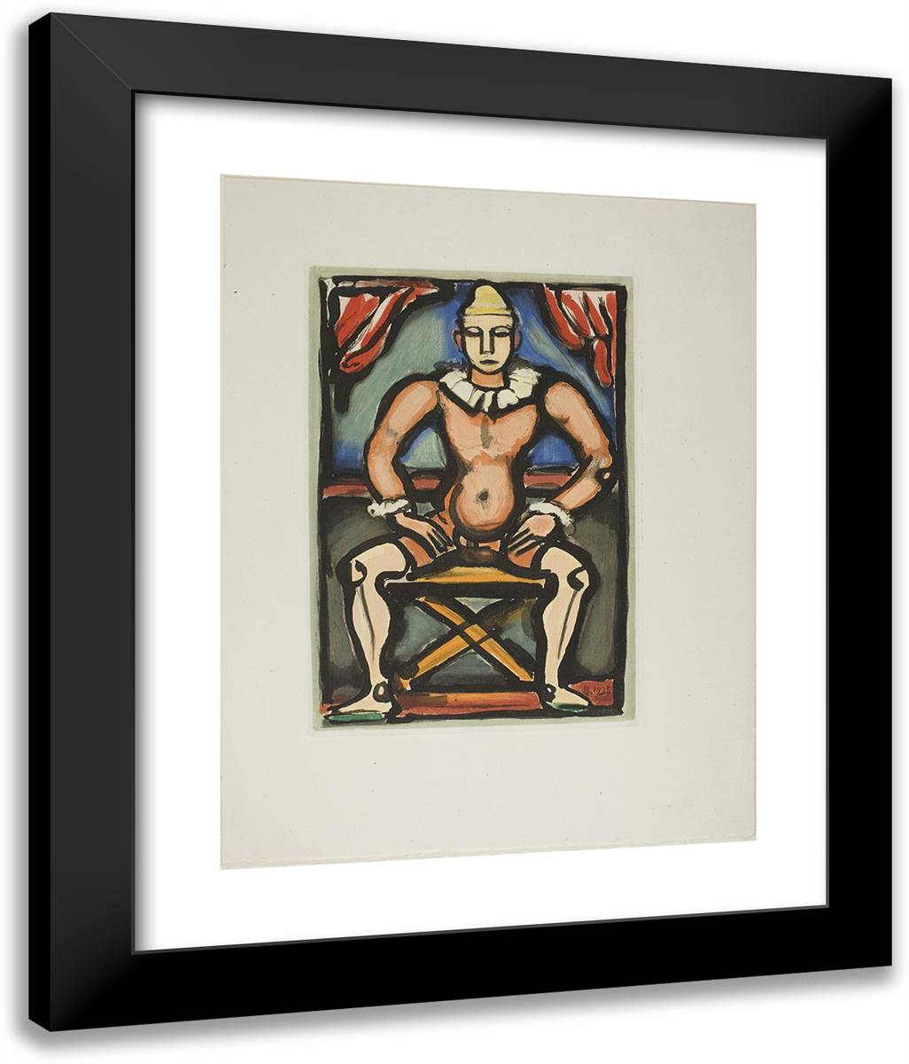 A Child of the Circus, Plate Ten from Cirque De L'Etoile Filante 20x24 Black Modern Wood Framed Art Print Poster by Rouault, Georges
