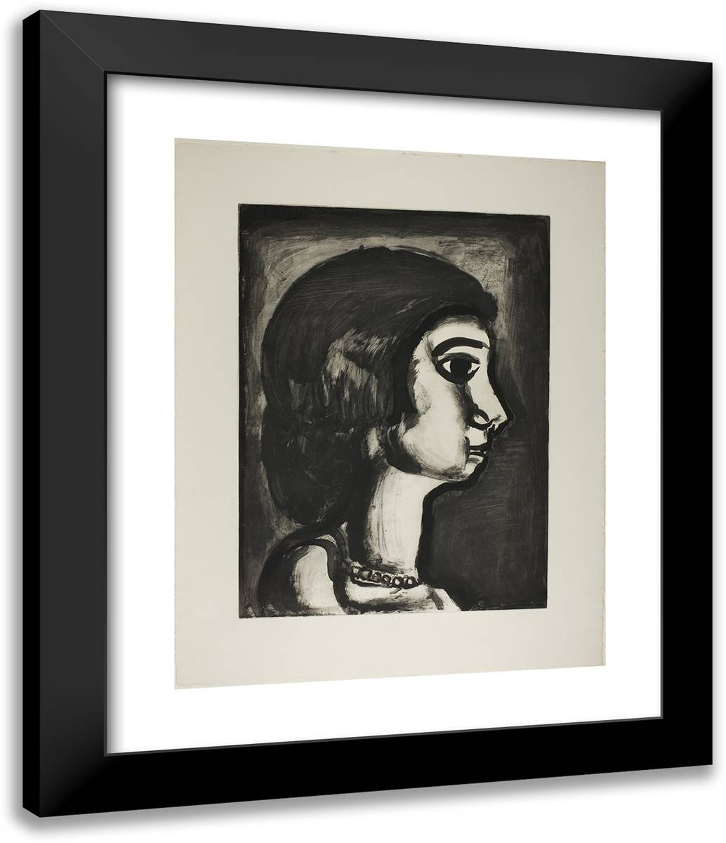A Girl, Called Joy, Plate Fourteen from Miserere 20x24 Black Modern Wood Framed Art Print Poster by Rouault, Georges