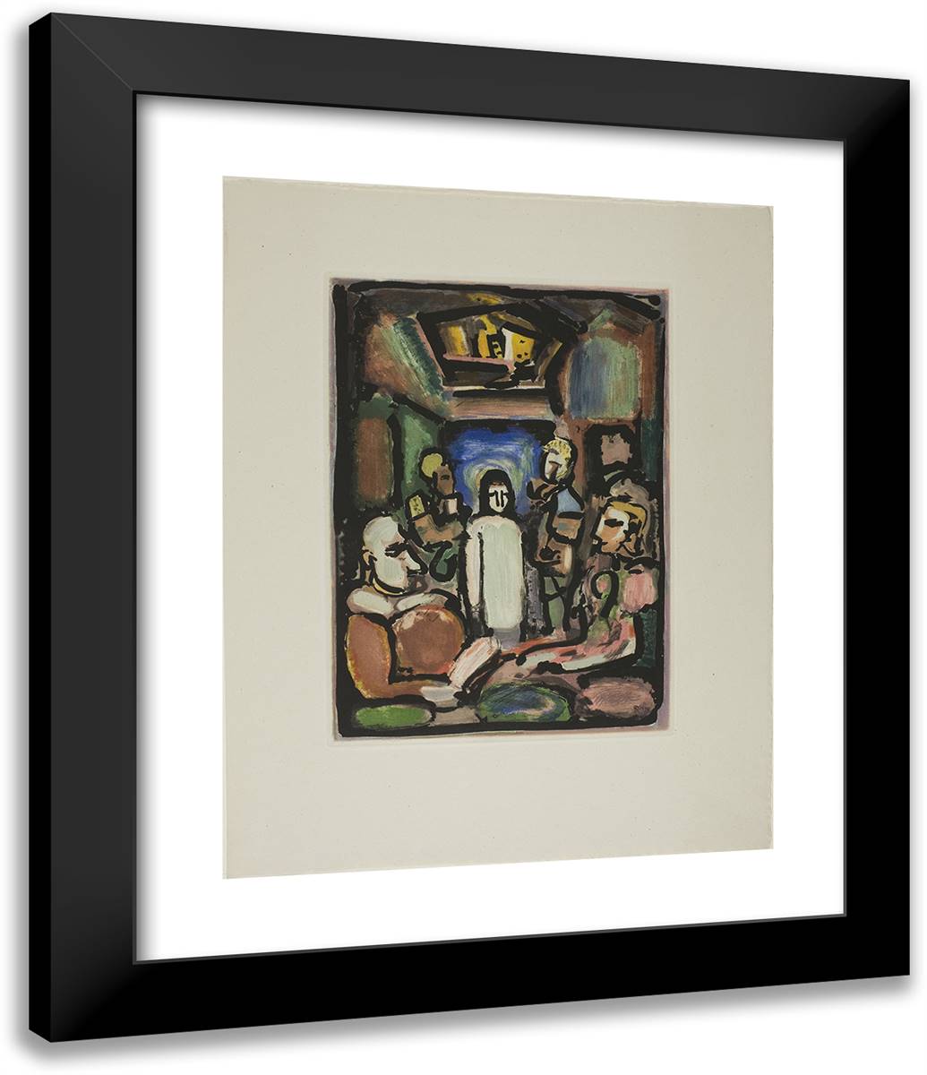 Christ and Mammon, Plate Fourteen from the Passion 20x24 Black Modern Wood Framed Art Print Poster by Rouault, Georges