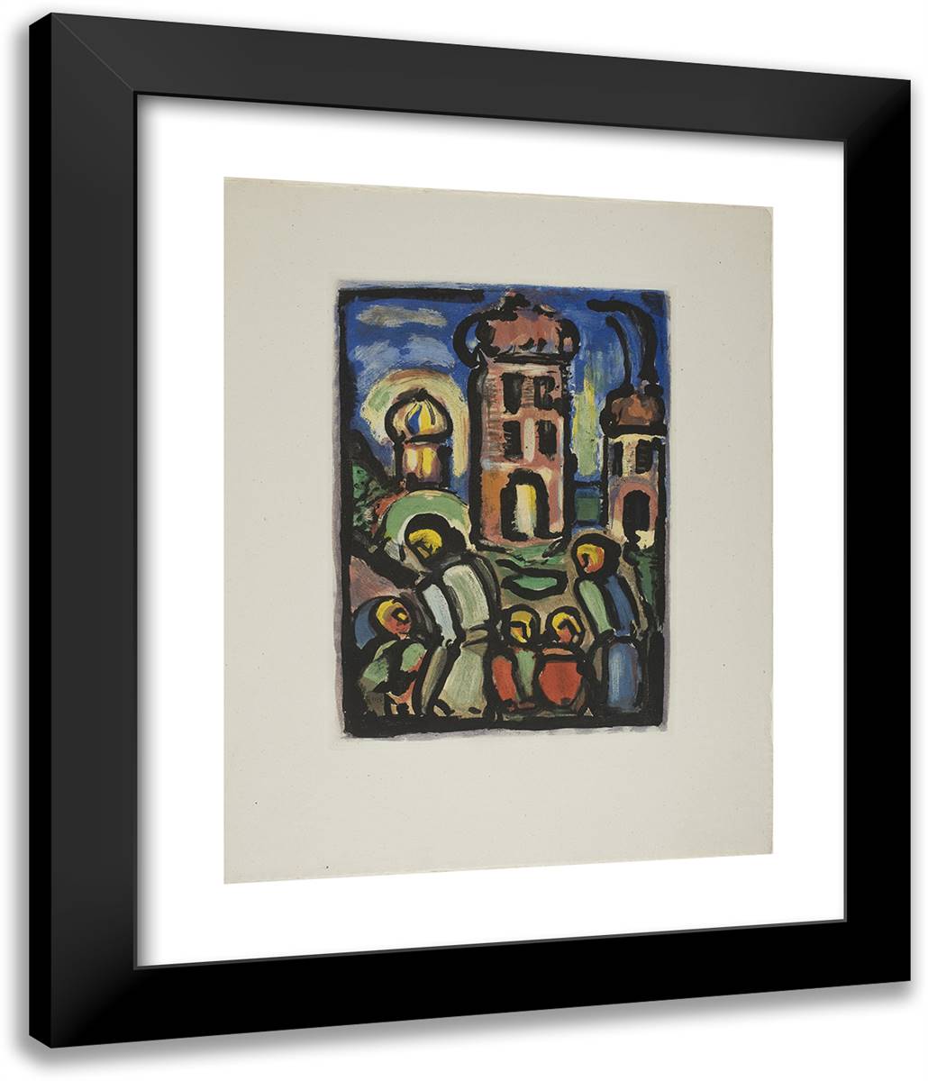 Christ and the Poor, Plate Five from the Passion 20x24 Black Modern Wood Framed Art Print Poster by Rouault, Georges
