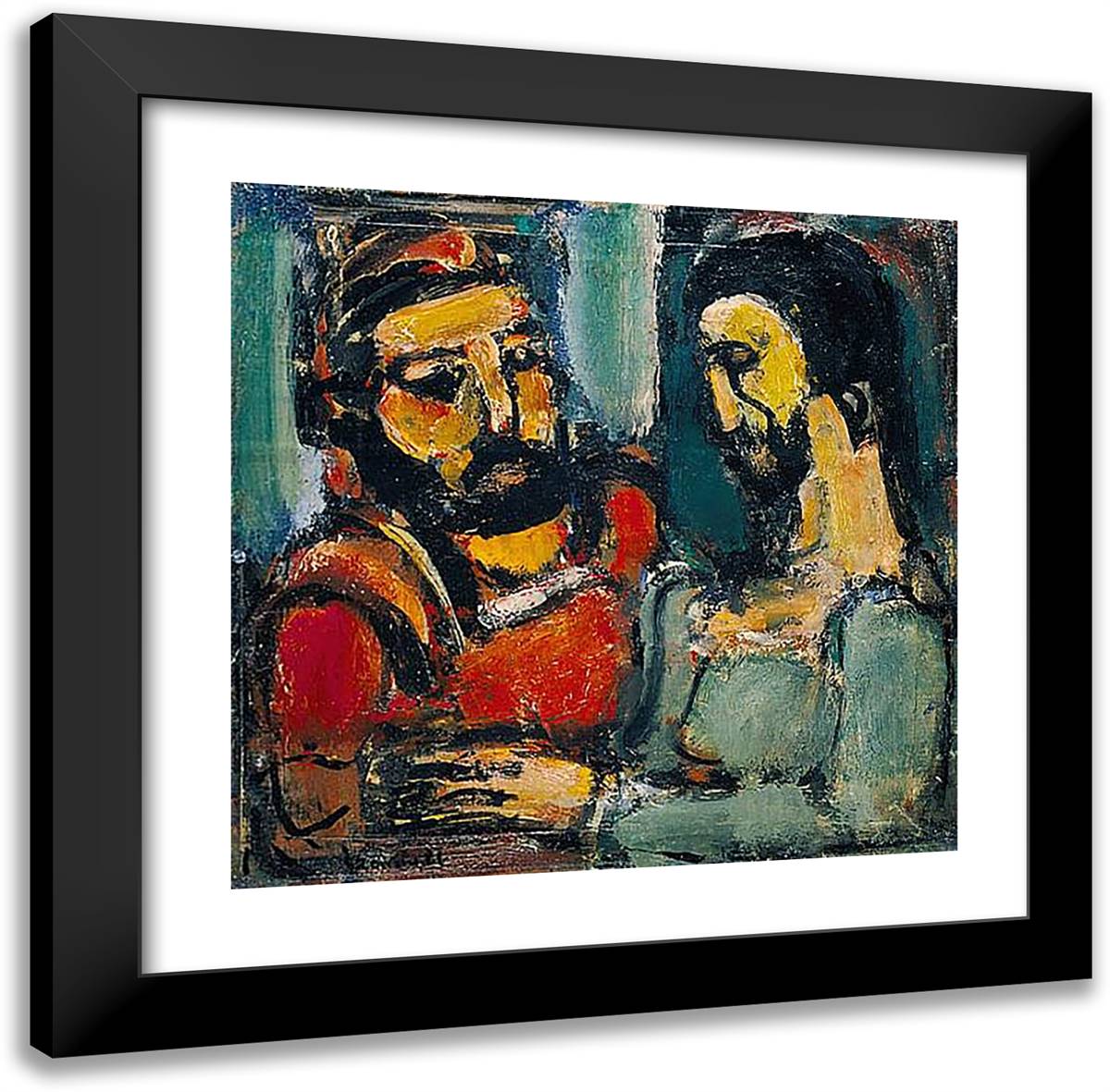 Christ Et Docteur 20x20 Black Modern Wood Framed Art Print Poster by Rouault, Georges