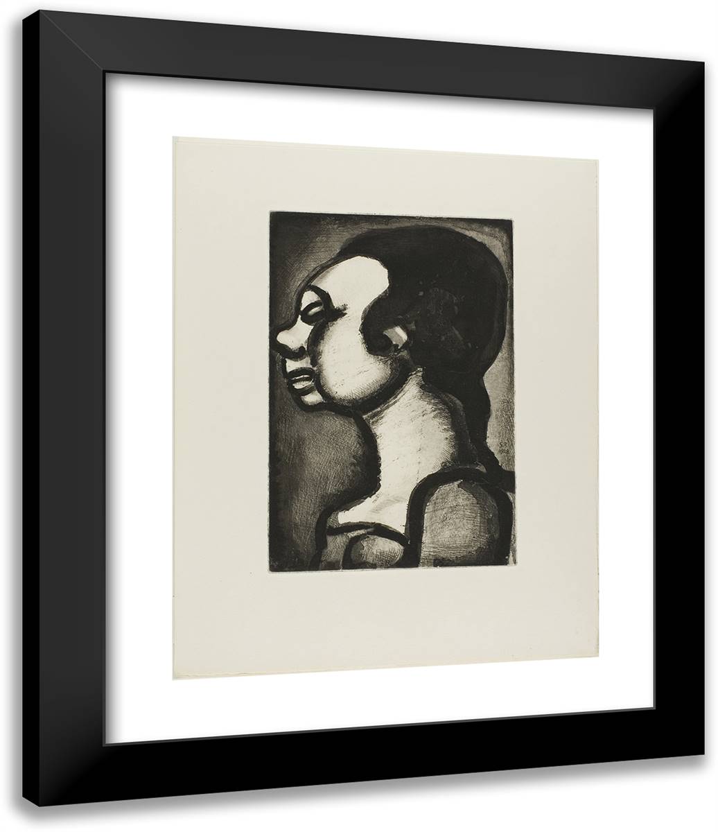 Profile, from Les Raincarnations Du Pere Ubu 20x24 Black Modern Wood Framed Art Print Poster by Rouault, Georges