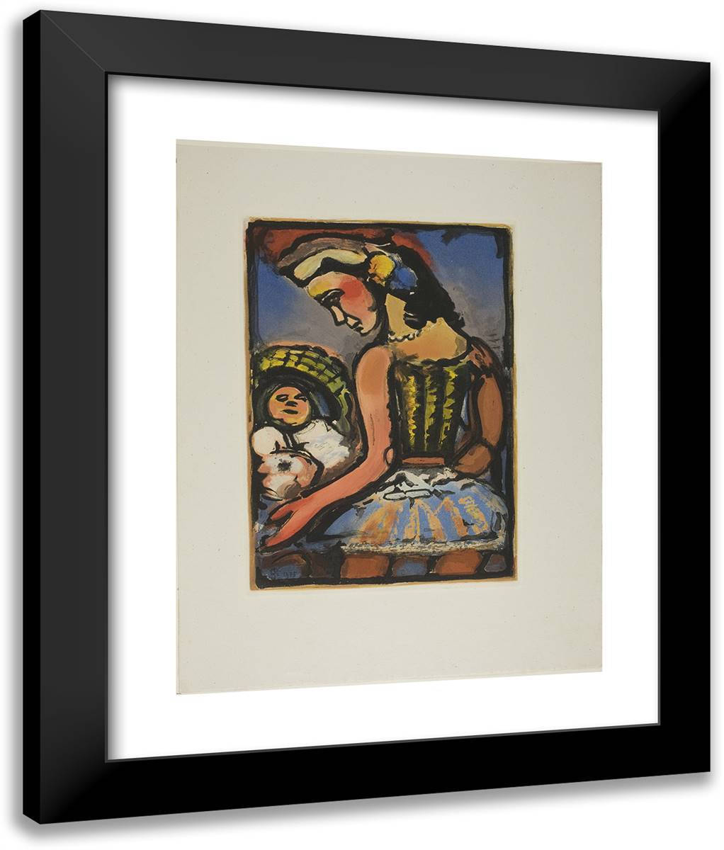 Sleep My Love, Plate Seventeen from Cirque De L'Etoile Filante 20x24 Black Modern Wood Framed Art Print Poster by Rouault, Georges