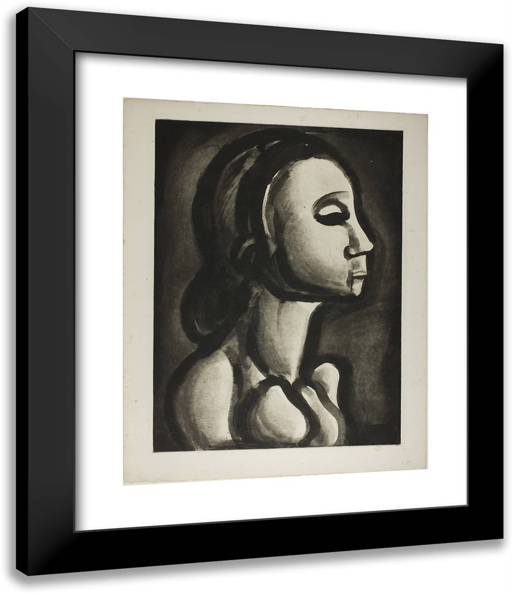 The Privileged Lady Thinks She Has a Reserved Seat in Heaven, Plate Sixteen from Miserere 20x24 Black Modern Wood Framed Art Print Poster by Rouault, Georges