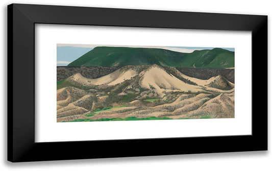 Abiquiu Sand Hills and Mesa 24x15 Black Modern Wood Framed Art Print Poster by O'Keeffe, Georgia