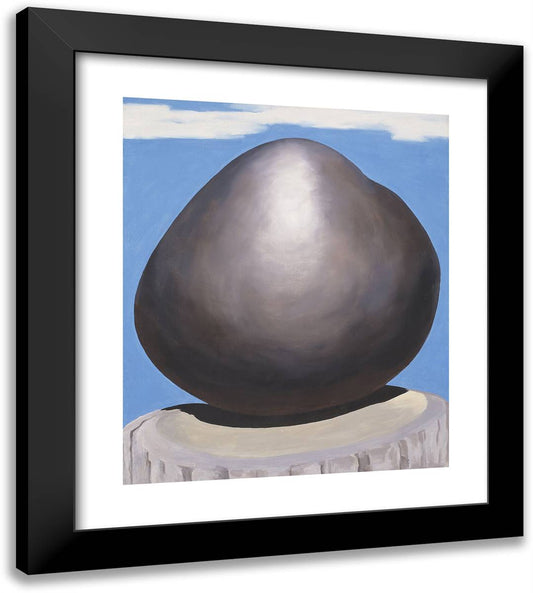 Black Rock with Blue Sky and White Clouds 20x22 Black Modern Wood Framed Art Print Poster by O'Keeffe, Georgia