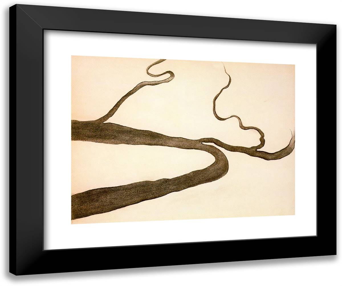 Drawing IX 24x20 Black Modern Wood Framed Art Print Poster by O'Keeffe, Georgia