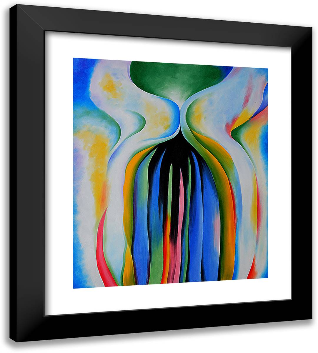 Gray Line with Black, Blue, and Yellow 20x22 Black Modern Wood Framed Art Print Poster by O'Keeffe, Georgia