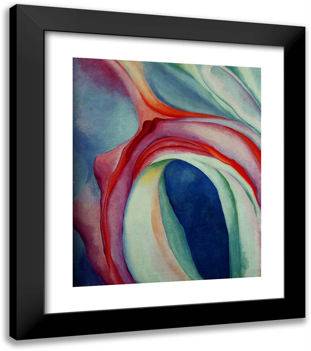 Music Pink and Blue II 20x23 Black Modern Wood Framed Art Print Poster by O'Keeffe, Georgia