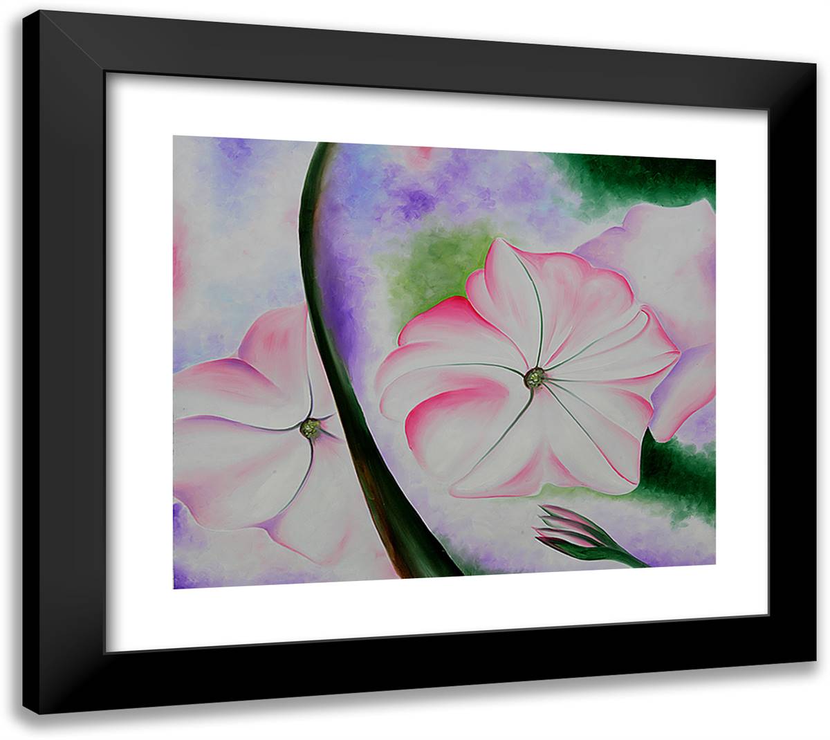 Petunia No. 2 22x20 Black Modern Wood Framed Art Print Poster by O'Keeffe, Georgia