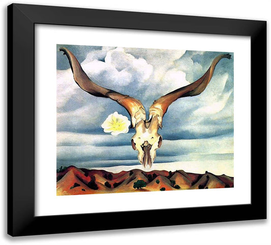 Ram's Head, White Hollyhock-Hills 22x20 Black Modern Wood Framed Art Print Poster by O'Keeffe, Georgia
