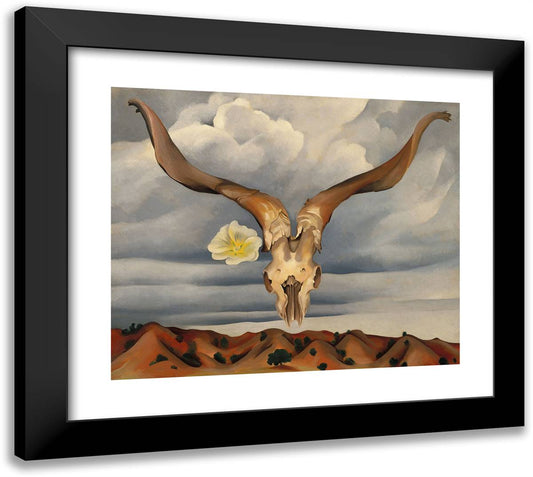 Ram's Head, White Hollyhock-Hills2 22x20 Black Modern Wood Framed Art Print Poster by O'Keeffe, Georgia
