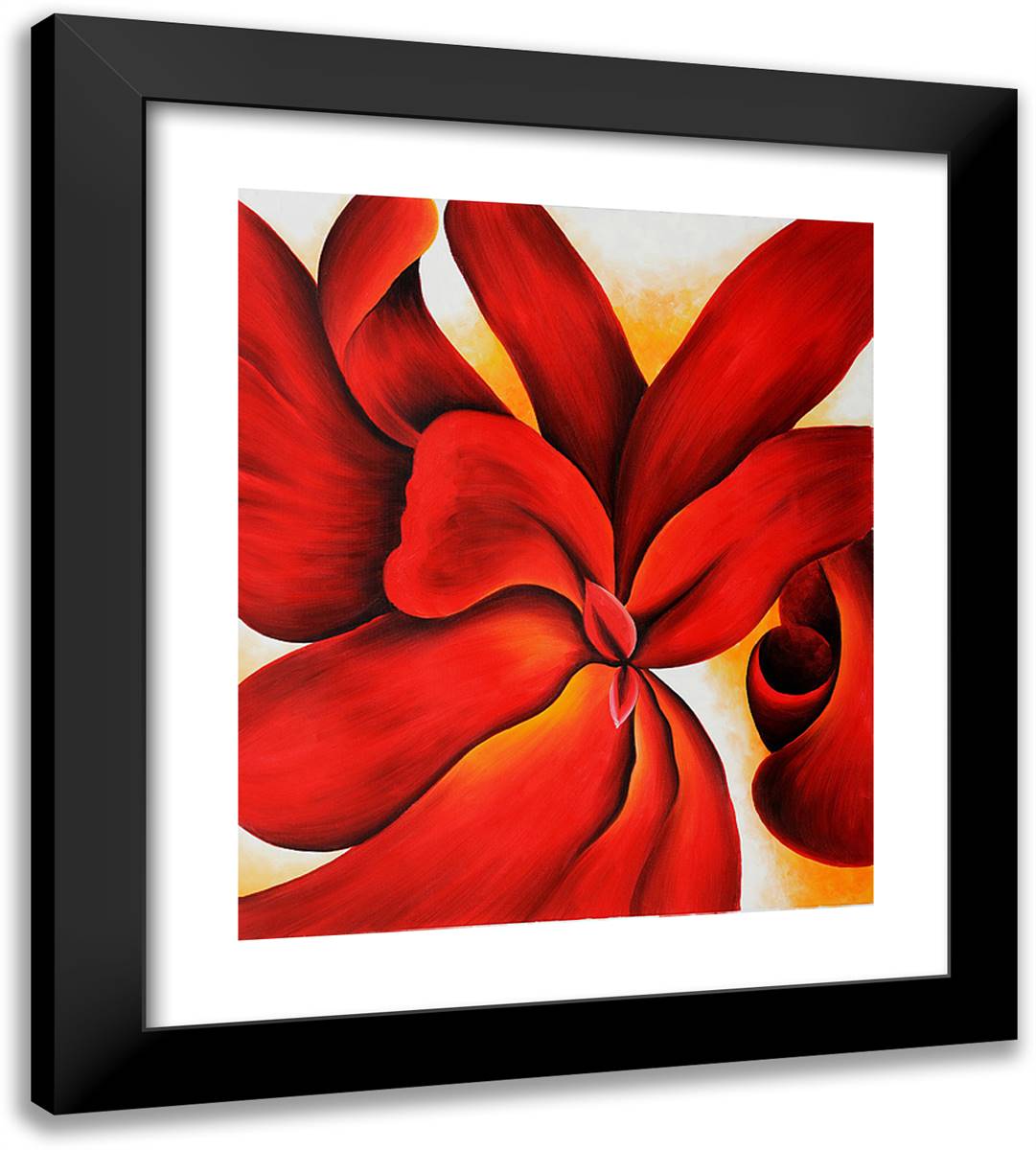Red Cannas 20x22 Black Modern Wood Framed Art Print Poster by O'Keeffe, Georgia