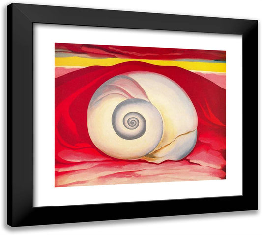 Red Hill and White Shell 22x20 Black Modern Wood Framed Art Print Poster by O'Keeffe, Georgia